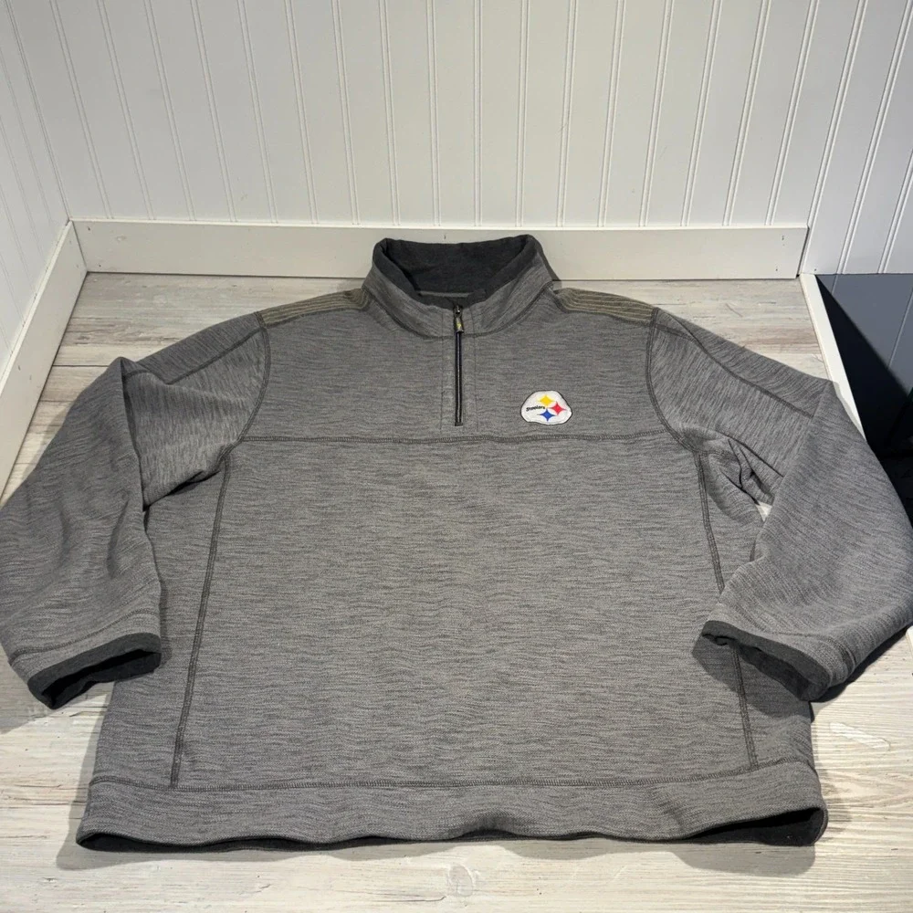 Tommy Bahama Half Zip Sweatshirt NFL Pittsburgh‎ Steelers Reversible Size XL